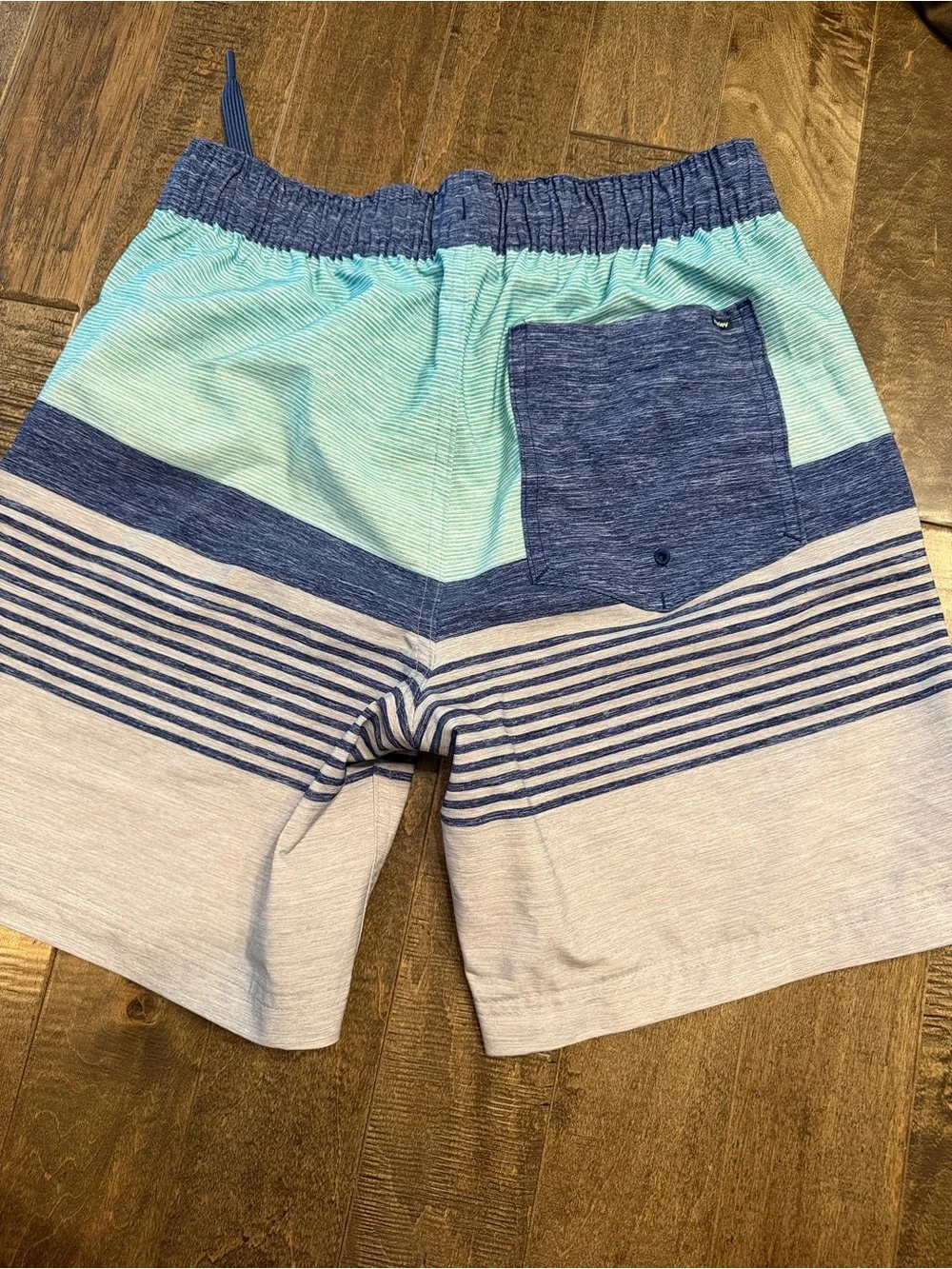 Hurley Men’s Aqua and Navy Striped Athletic Shorts